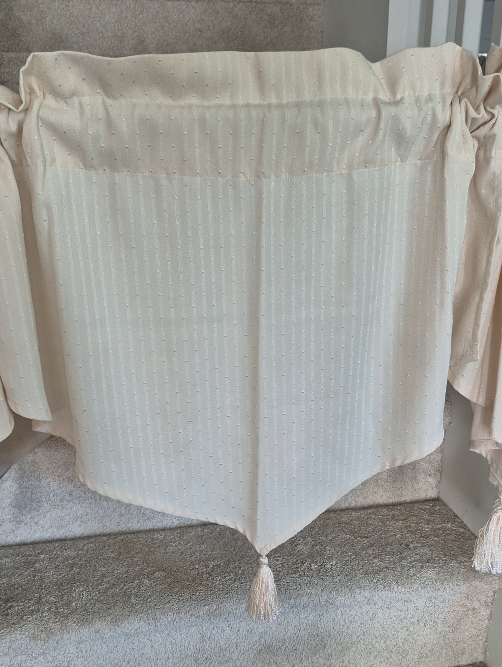 Three Cream Tasseled Curtain Panels